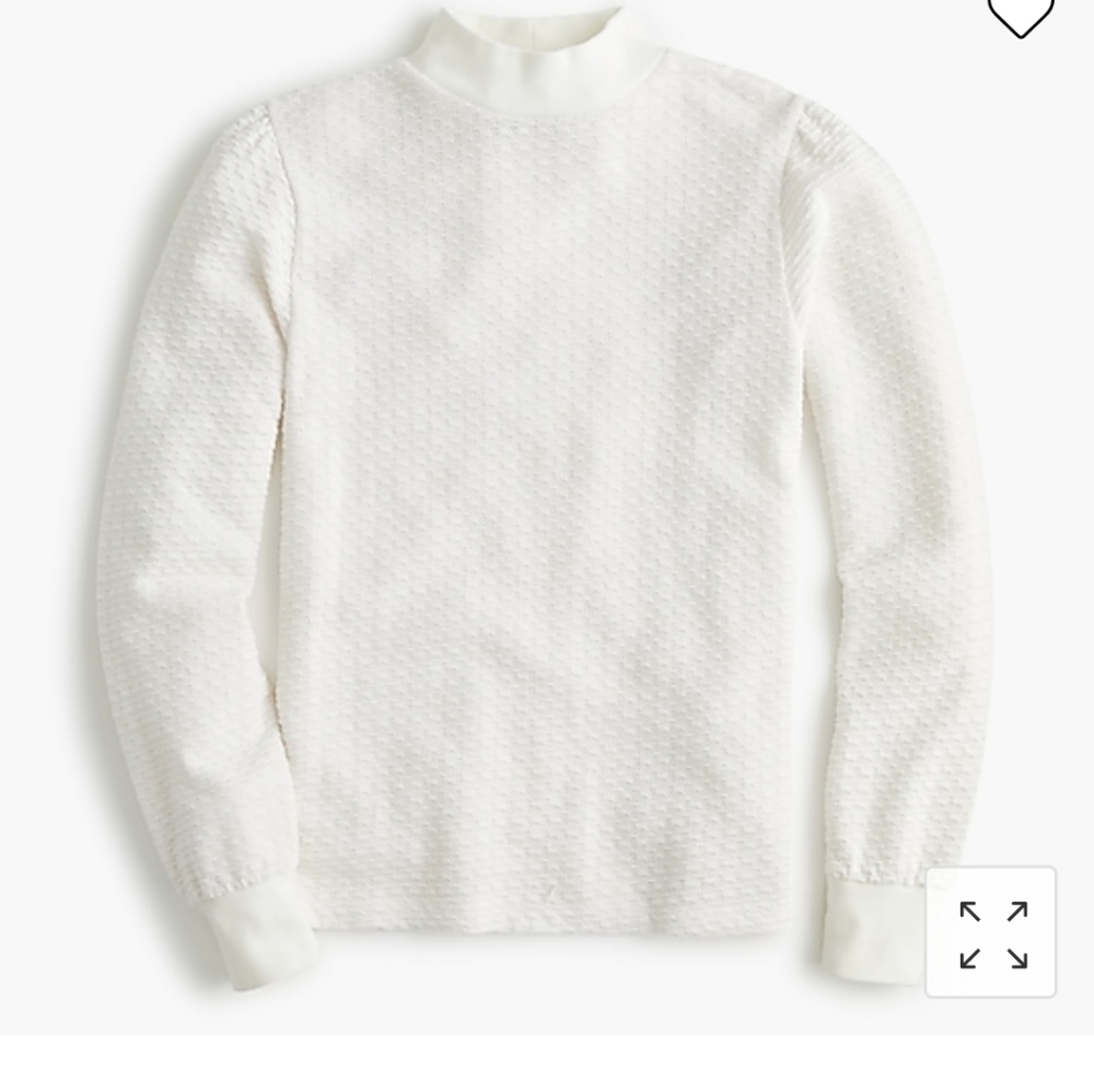 Jcrew pointelle mockneck puffsleeve tshirt